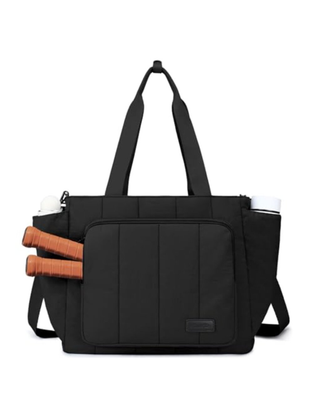 Quilted Pickleball Tote Bag with Padded Handles, Detachable Strap